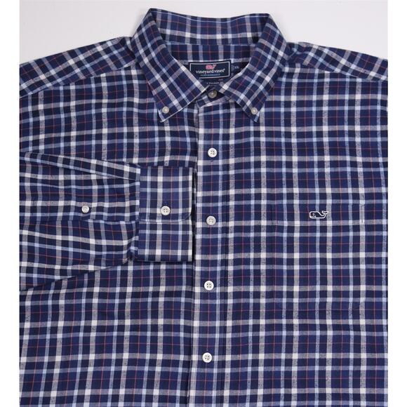 Vineyard Vines Mens Classic Fit Tucker Shirt Blue Plaid Flannel Button-Up XXL - Picture 1 of 8